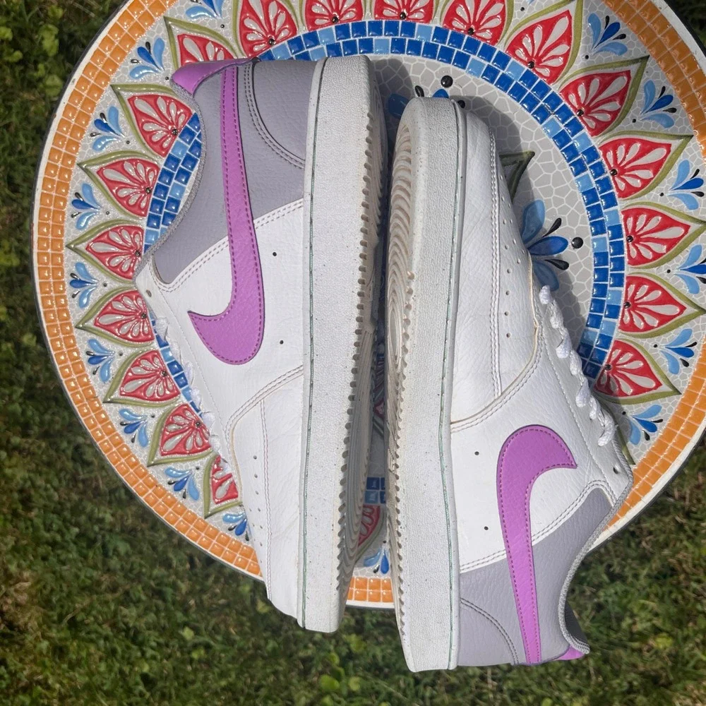 Nike Court Vision Low Next Nature Women 11 White Purple Sneakers FN7141-100 RARE